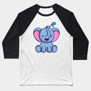 Cute Elephant Play Water Cartoon Baseball T-Shirt